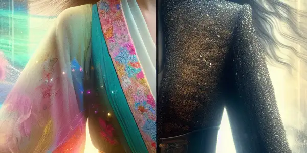 A cinematic poster featuring Du Juan in contrasting roles: whimsical and colorful on one side, mysterious and dark on the other.<a href=