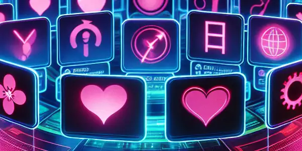 A sleek digital interface for a fictional "Passion Database" showcasing diverse adult film genres with vibrant thumbnails.