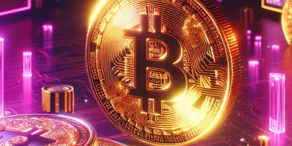 Futuristic scene of glowing gold coins in a digital space, symbolizing access to exclusive adult content.